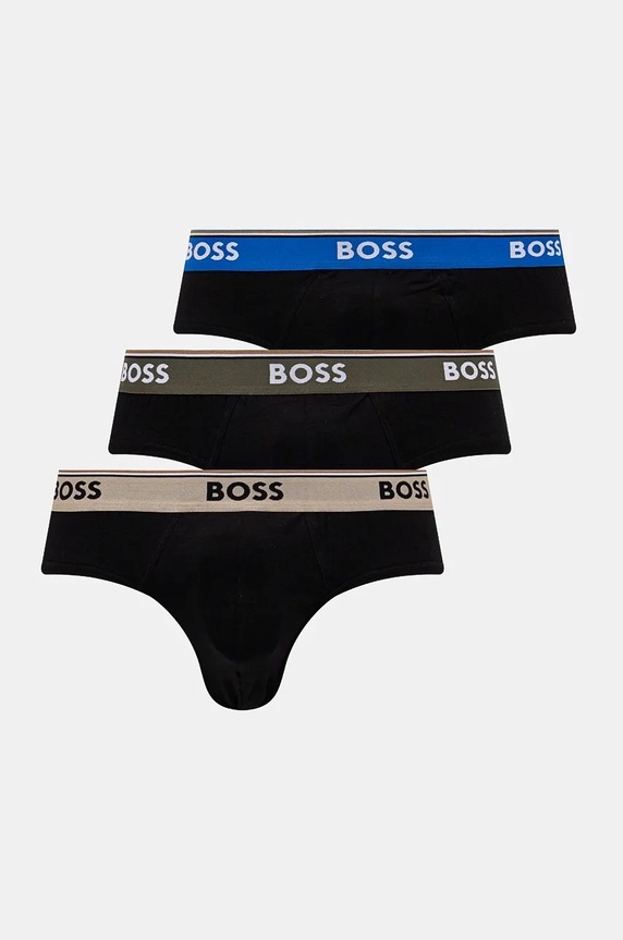 BOSS slipy 3-pack dzianina czarny 50517826