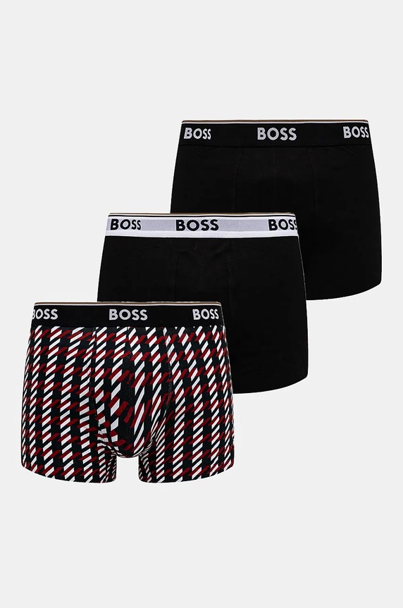 Boxerky BOSS 3-pack pletenina černá 50524533