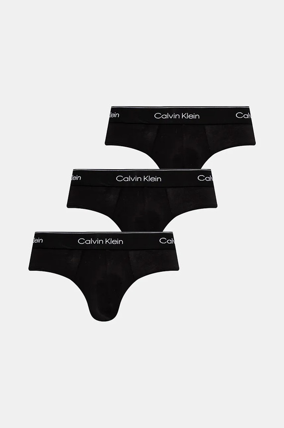 Slipy Calvin Klein Underwear 3-pak pletenina čierna 000NB3962A