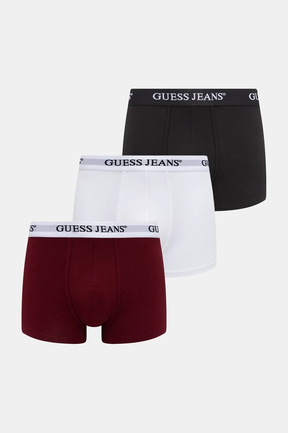 Μποξεράκια Guess Jeans 3-pack εφαρμοστό σορτς μπόξερ μπορντό M4BZ48.K6YW1