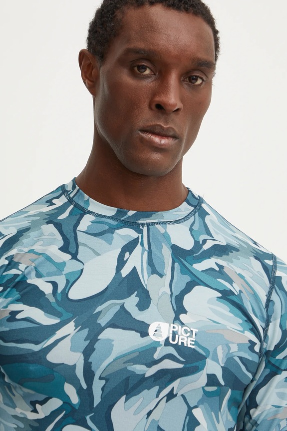 Picture longsleeve funzionale Nangha Printed turchese MTS1167