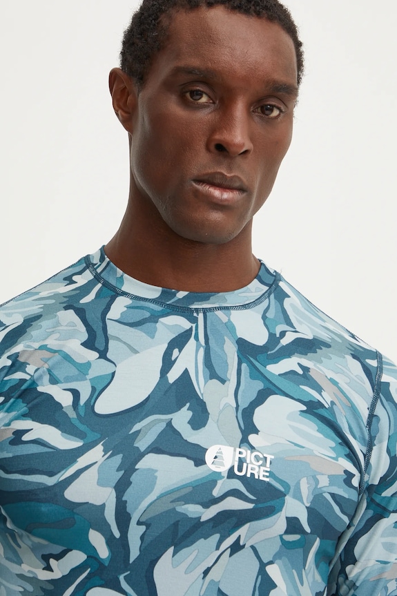 Picture longsleeve funzionale Nangha Printed turchese MTS1167