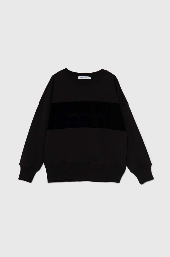 Calvin Klein Jeans hanorac de bumbac pentru copii imprimeu negru IB0IB02135.9BYH.128.176