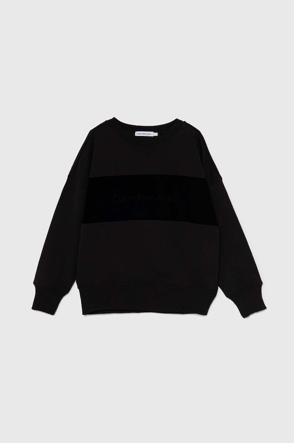 Calvin Klein Jeans hanorac de bumbac pentru copii imprimeu negru IB0IB02135.9BYH.128.176