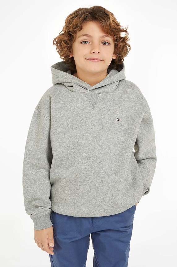Dětská mikina Tommy Hilfiger s kapucí šedá KS0KS00562.9BYH.110.122