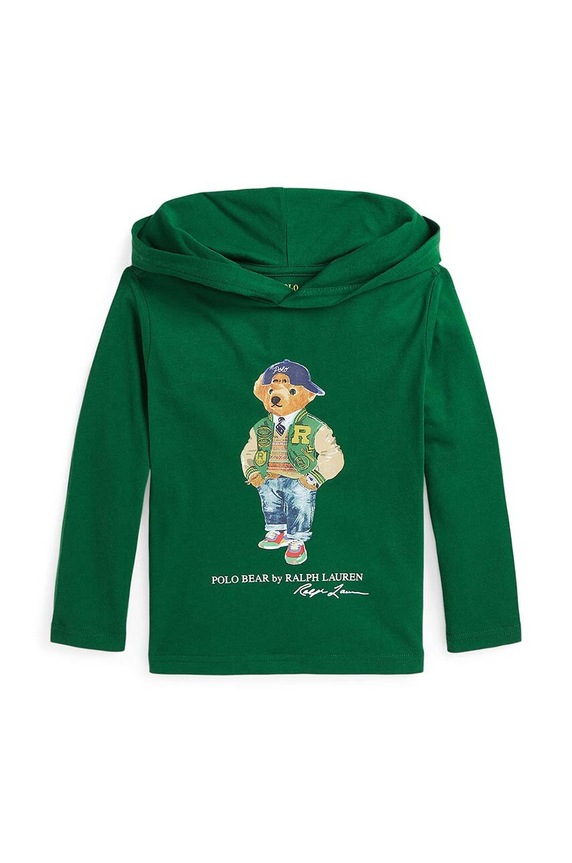 Детски памучен суичър Polo Ralph Lauren памук зелен 322952591001