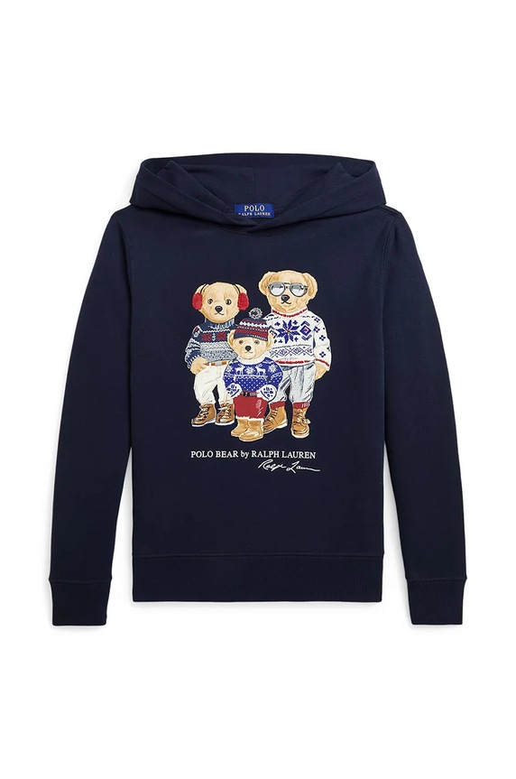 Detská mikina Polo Ralph Lauren s kapucňou tmavomodrá 323953042001