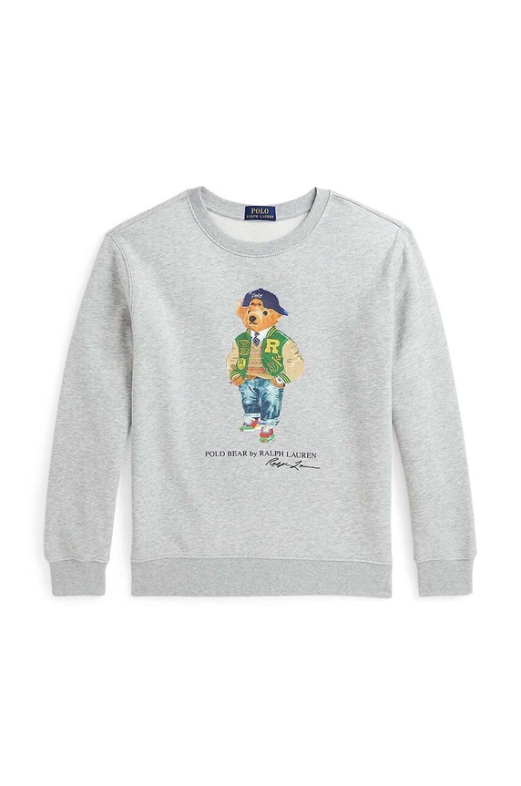 Detská mikina Polo Ralph Lauren bez kapucne sivá 323960439003