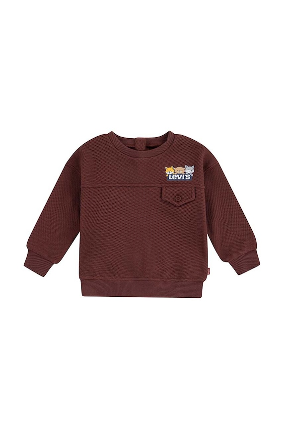 Mikina pre bábätká Levi's CHARACTER POCKET CREW bez kapucne hnedá 6EL339
