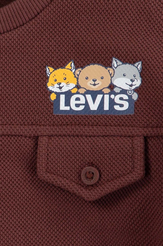 Chlapec Mikina pre bábätká Levi's CHARACTER POCKET CREW 6EL339 hnedá