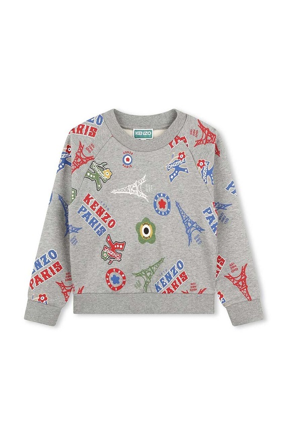 Παιδική βαμβακερή μπλούζα Kenzo Kids K60774.86.108 γκρί AW24