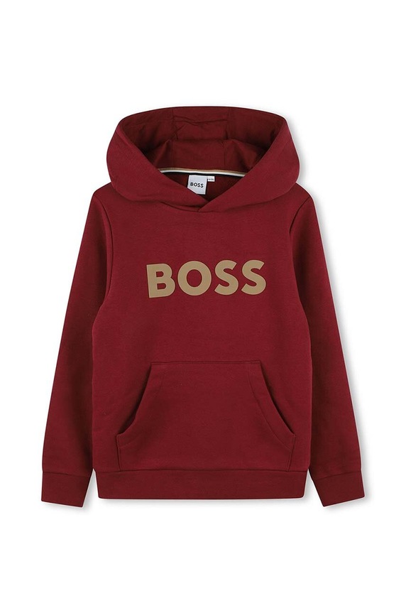 Dětská mikina BOSS s kapucí burgundské J51187.126.150