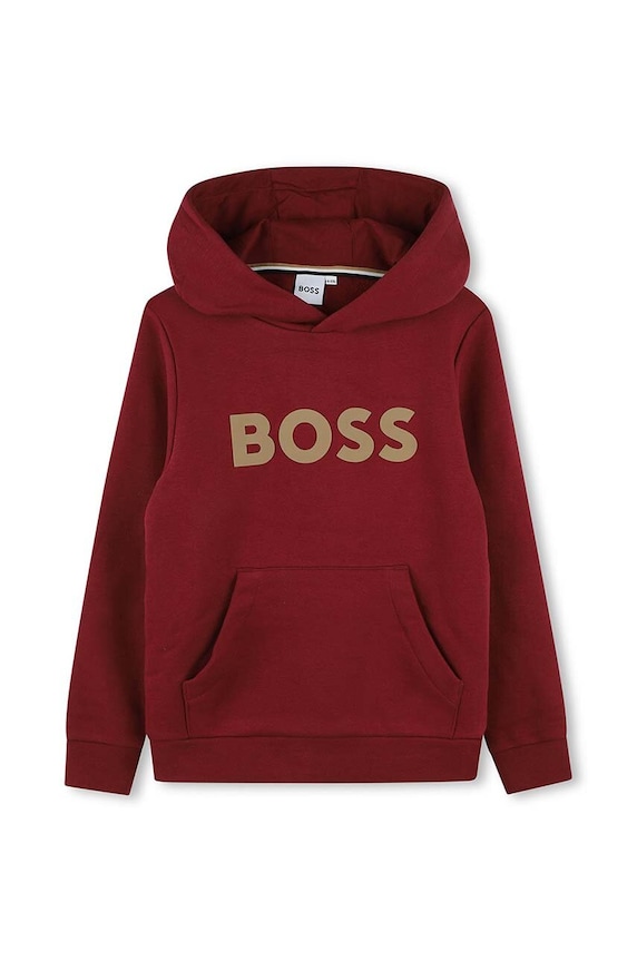 Dětská mikina BOSS s kapucí burgundské J51187.126.150
