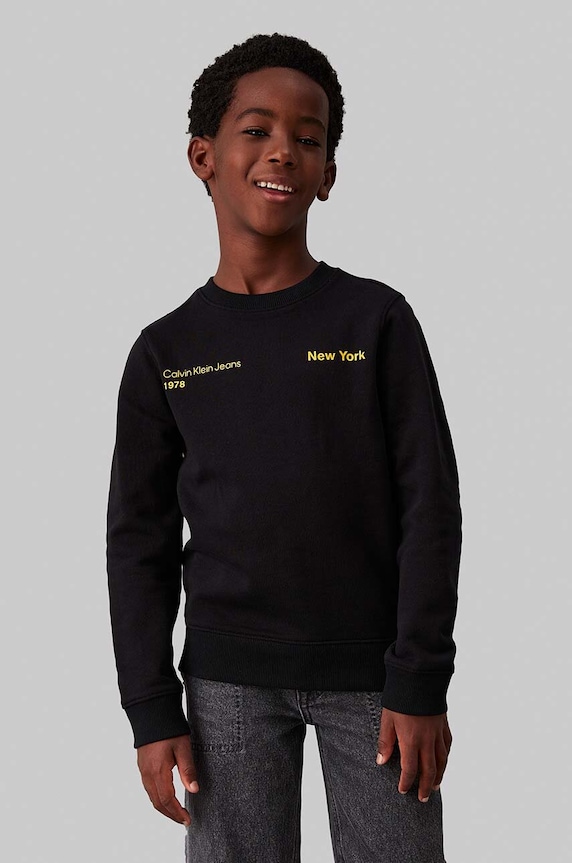 Detská bavlnená mikina Calvin Klein Jeans bavlna čierna IB0IB02212.104.116.9BYH