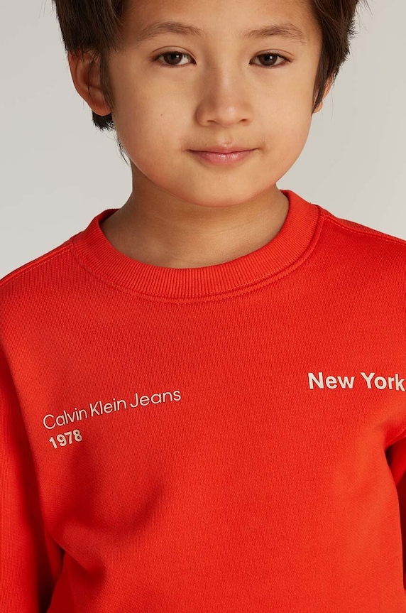 Dječja pamučna dukserica Calvin Klein Jeans IB0IB02212.128.176.9BYH crvena