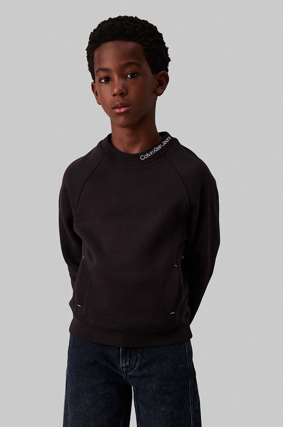 Dječja dukserica Calvin Klein Jeans bez kapuljače crna IB0IB02326.128.176.9BYH