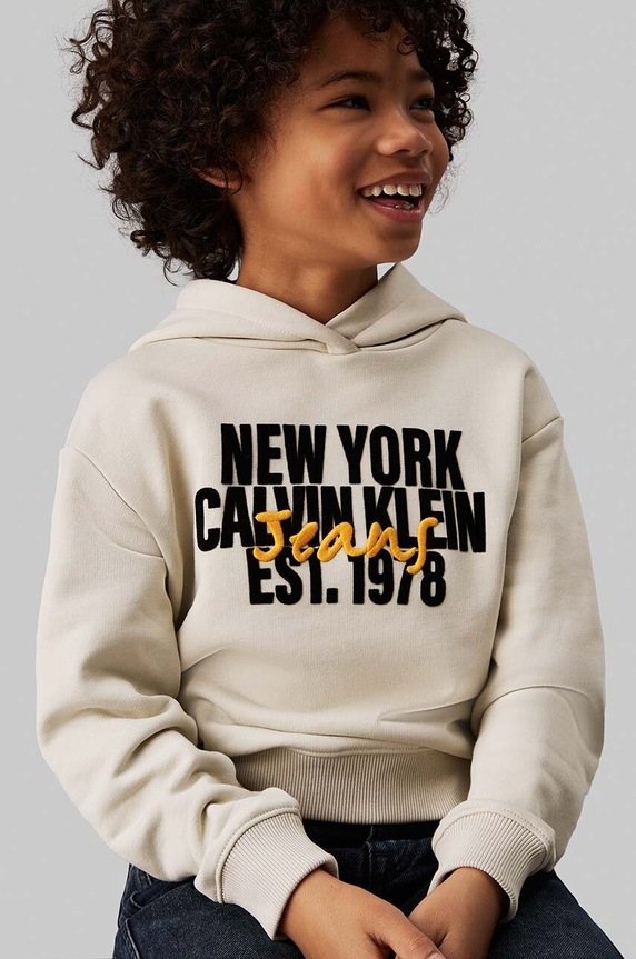 Dětská mikina Calvin Klein Jeans IB0IB02334.9BYH béžová