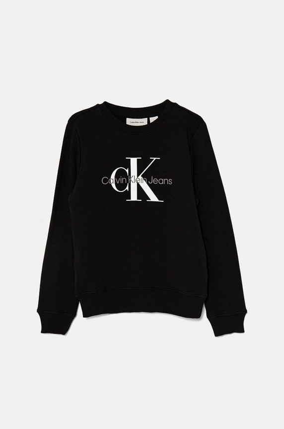 Παιδική βαμβακερή μπλούζα Calvin Klein Jeans IU0IU00675.128.176.9BYH μαύρο AW24