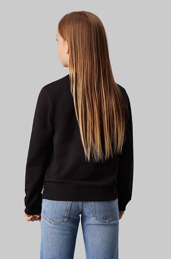 Παιδική βαμβακερή μπλούζα Calvin Klein Jeans IU0IU00675.128.176.9BYH μαύρο