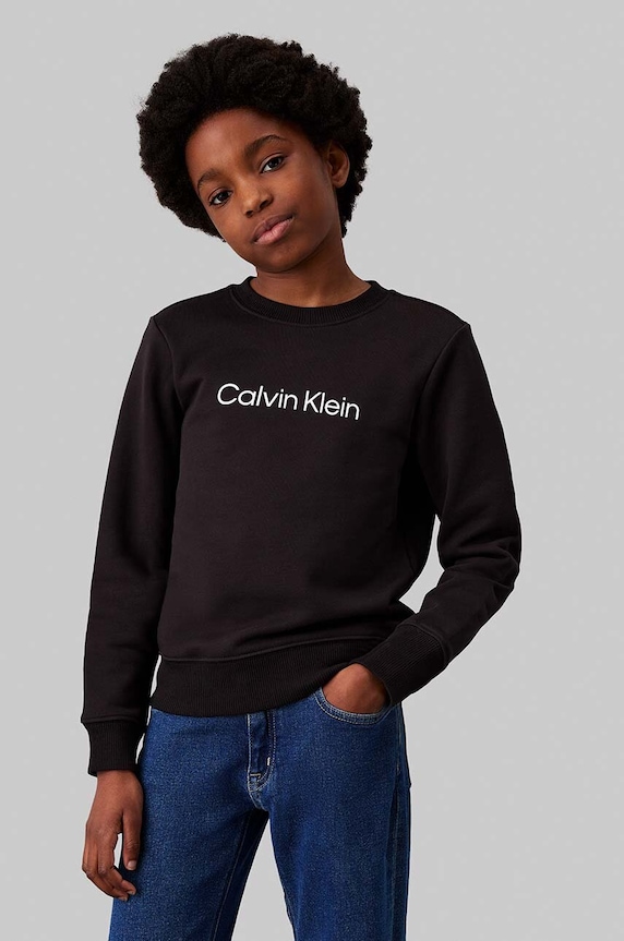 Calvin Klein Jeans bluza bawełniana dziecięca nadruk czarny IU0IU00680.128.176.9BYH