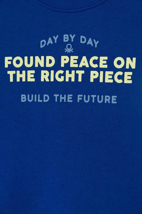 Dječaci Dječja pamučna dukserica United Colors of Benetton 3FWYG10FN.P.Seasonal mornarsko plava