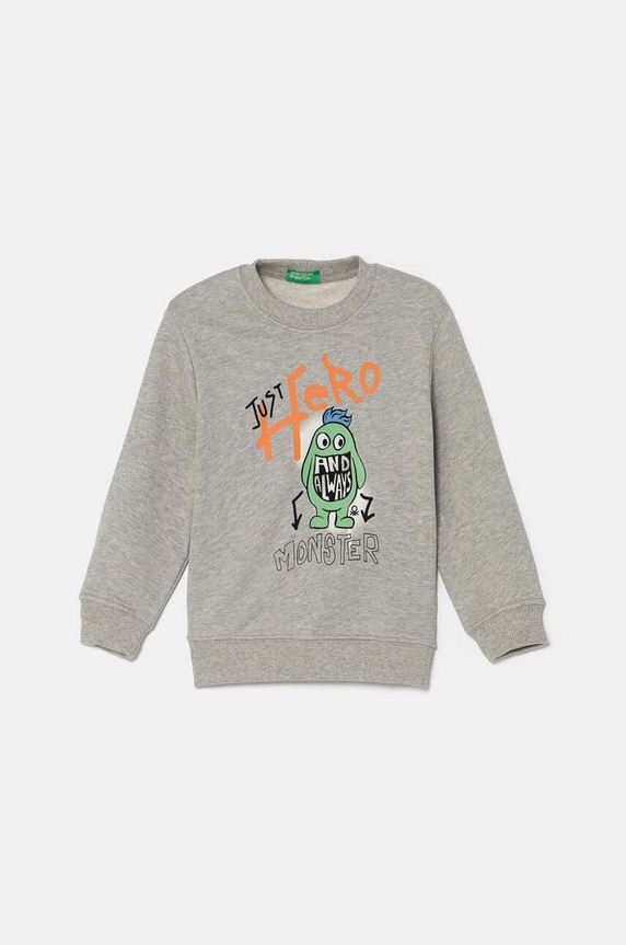 Dječja pamučna dukserica United Colors of Benetton pamuk siva 3FWYG10FN.P.Seasonal