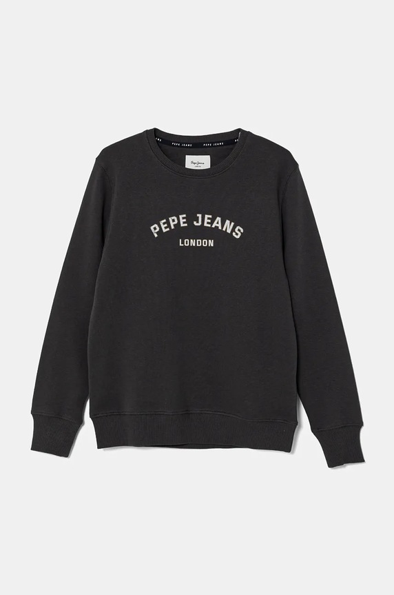 Dětská bavlněná mikina Pepe Jeans ALDRIDGE CREW bez kapuce šedá PB581622