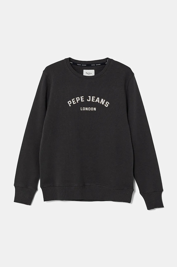 Dětská bavlněná mikina Pepe Jeans ALDRIDGE CREW bez kapuce šedá PB581622