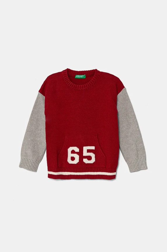 United Colors of Benetton gyerek gyapjúkeverékből készült pulóver mintás burgundia 1WUAH1027.P.Seasonal