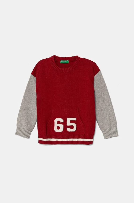 United Colors of Benetton gyerek gyapjúkeverékből készült pulóver mintás burgundia 1WUAH1027.P.Seasonal