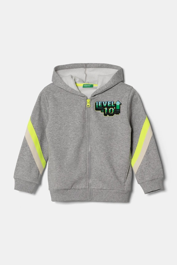 Παιδική μπλούζα United Colors of Benetton με κουκούλα γκρί 3J73G503H.P.Seasonal