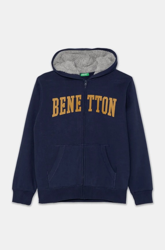 Παιδική μπλούζα United Colors of Benetton με κουκούλα σκούρο μπλε 3EB5C504H.G.Seasonal