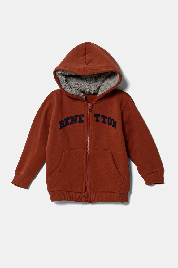 Dětská mikina United Colors of Benetton s kapucí oranžová 3EB5G503E.P.Seasonal