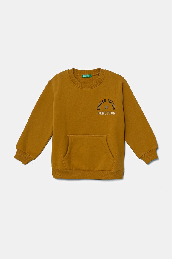 Детски суичър United Colors of Benetton без качулка жълт 3EB5G10G0.P.Seasonal