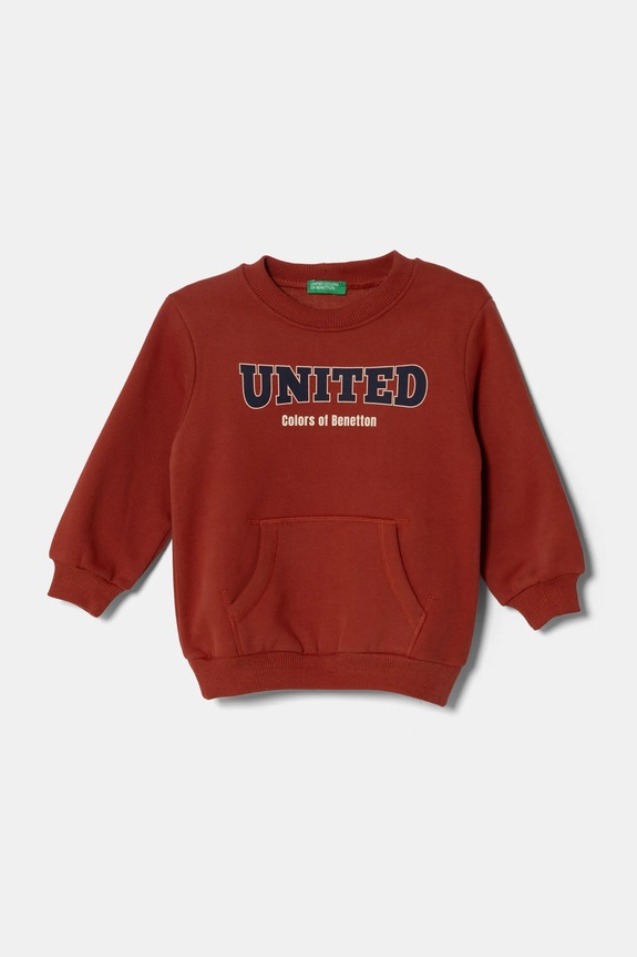 Detská mikina United Colors of Benetton bez kapucne oranžová 3EB5G10G0.P.Seasonal