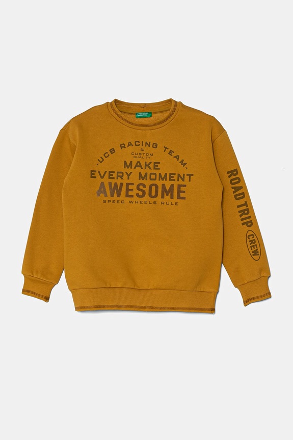 Detská mikina United Colors of Benetton bez kapucne žltá 3J73C10L7.G.Seasonal