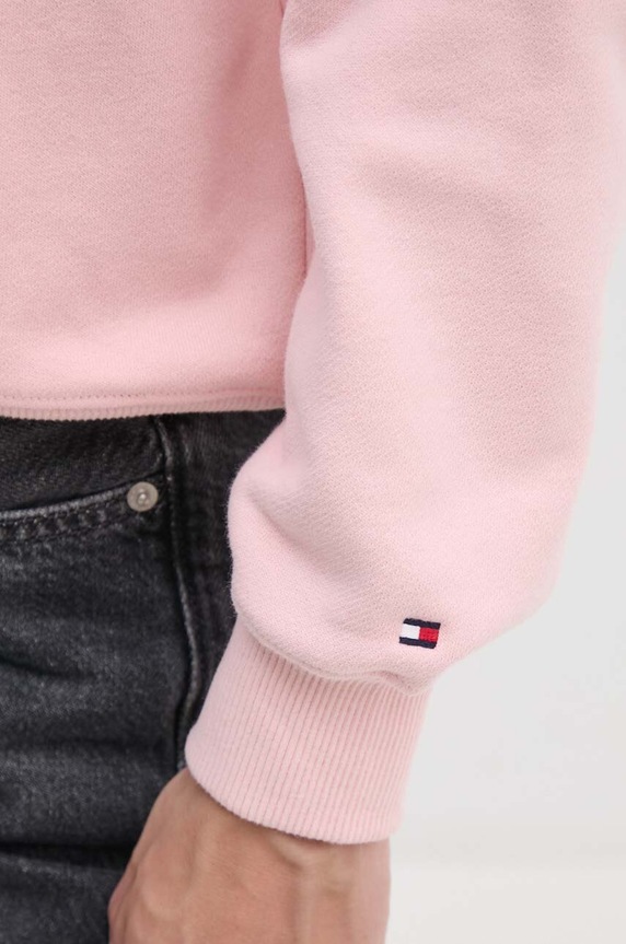 Bavlněná mikina Tommy Hilfiger WW0WW42612 růžová