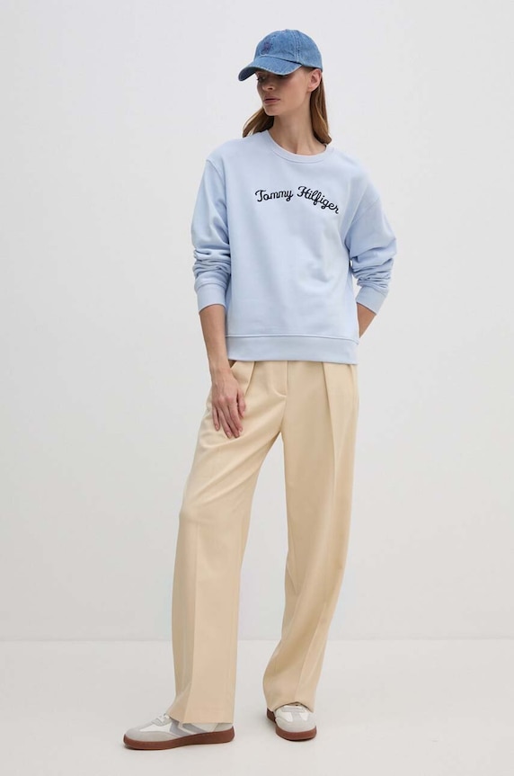 Tommy Hilfiger bluza bawełniana WW0WW42615 niebieski AW24