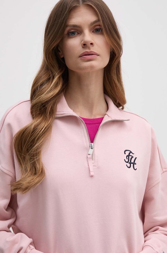Tommy Hilfiger pamut melegítőfelső rózsaszín WW0WW43337