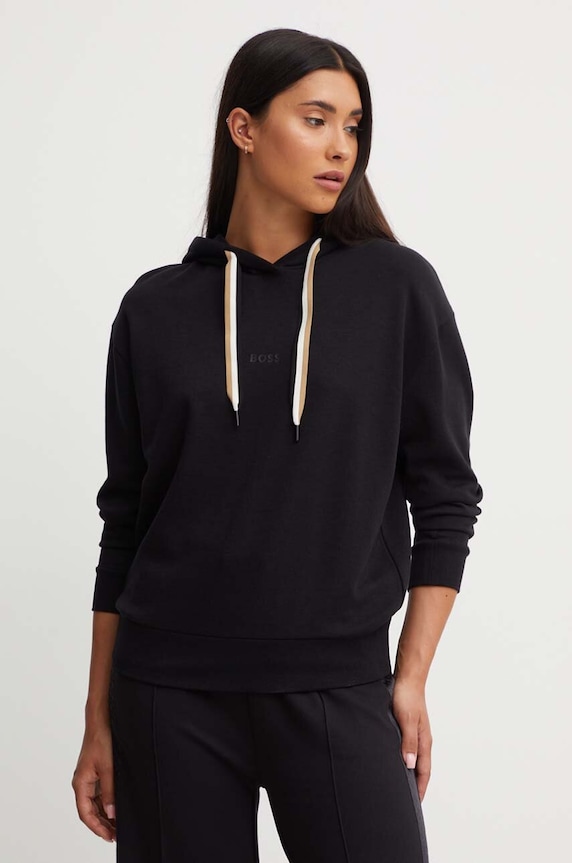 BOSS bluza lounge damska CP Stripe Hoodie z kapturem czarny 50524760