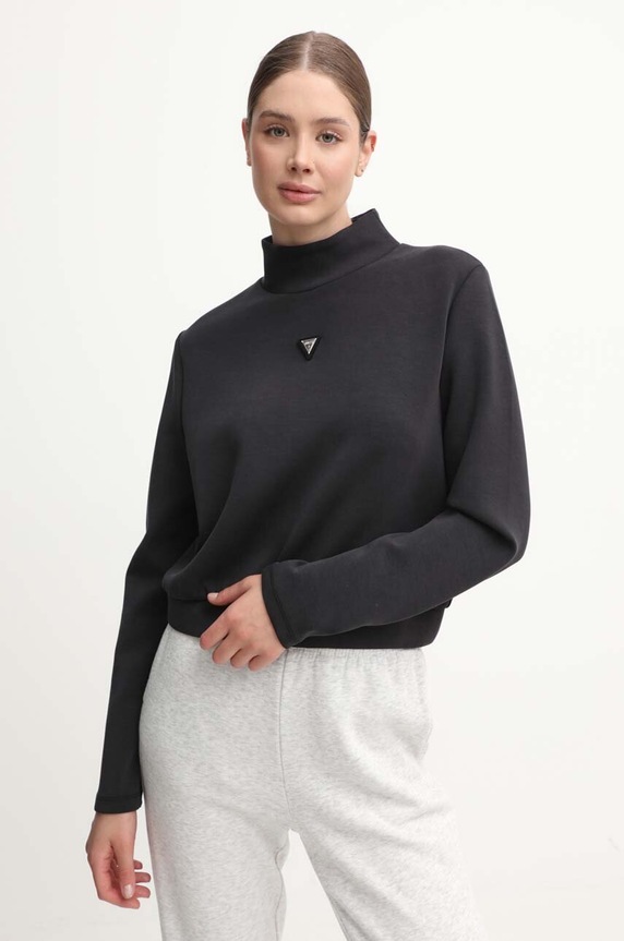 Dukserica Guess OLYMPE bez uzorka crna V4YQ05.KCAY2