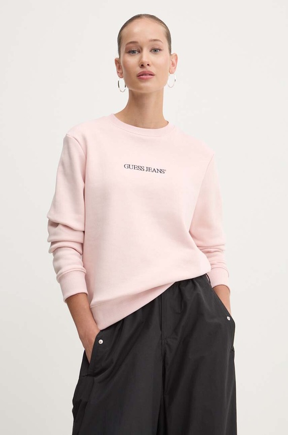 Mikina Guess Jeans bez kapuce růžová W4YQ10.KC811