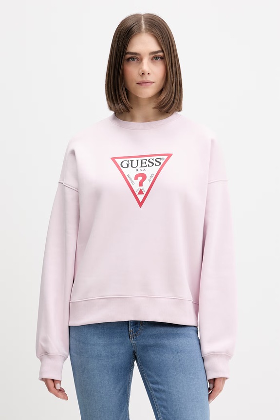 Guess Jeans bluză print roz W4YQ00.KC811