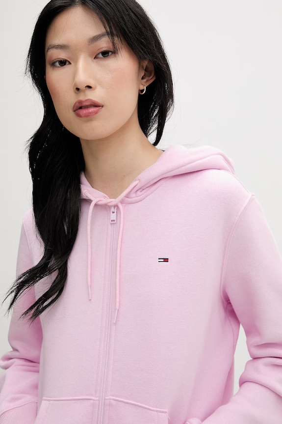 Tommy Jeans hanorac cu fermoar de damă roz DW0DW19729