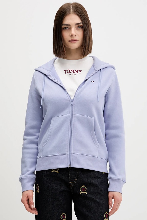 Tommy Jeans Hanorac cu fermoar de damă uni violet DW0DW19729