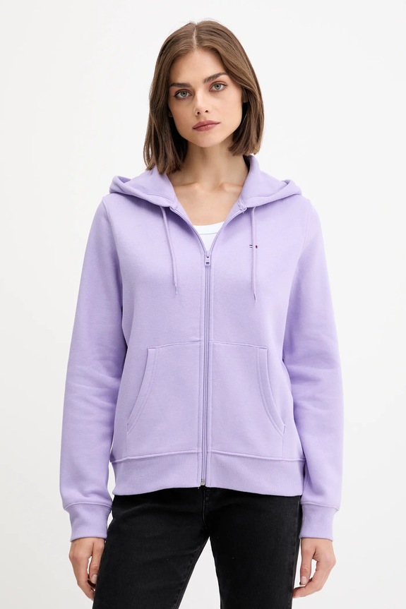 Tommy Jeans hanorac cu fermoar feminin uni violet DW0DW19729