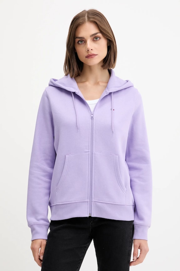 Tommy Jeans hanorac cu fermoar feminin uni violet DW0DW19729