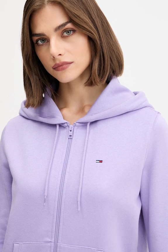Tommy Jeans hanorac cu fermoar feminin violet DW0DW19729