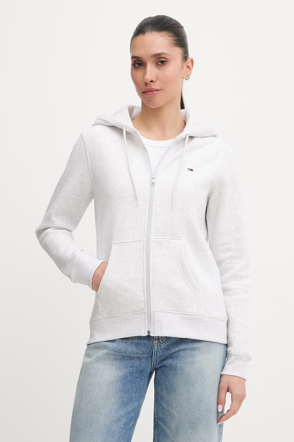 Tommy Jeans hanorac cu fermoar de femei gri DW0DW19729