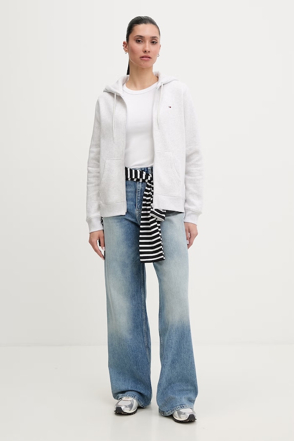 Tommy Jeans hanorac cu fermoar de femei DW0DW19729 gri SS26